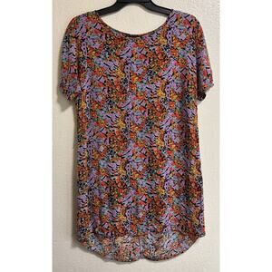 Patterson J. Kincaid Floral Short Sleeve Dress Scoop Neck Shift Style Size M Art